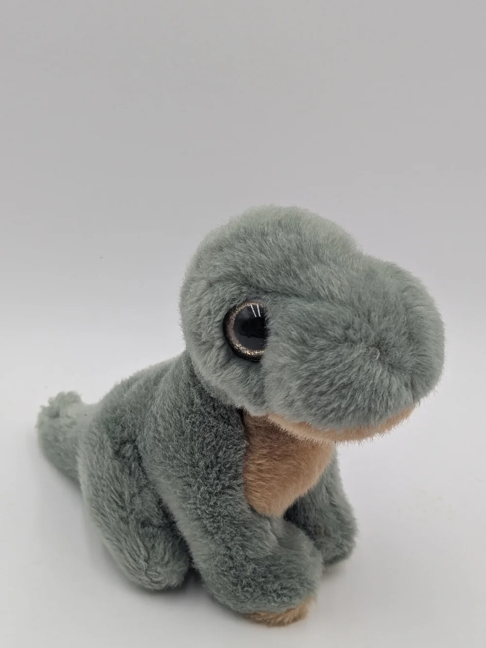 Plush Dino Stuffed Animal in Sage Green and Tan